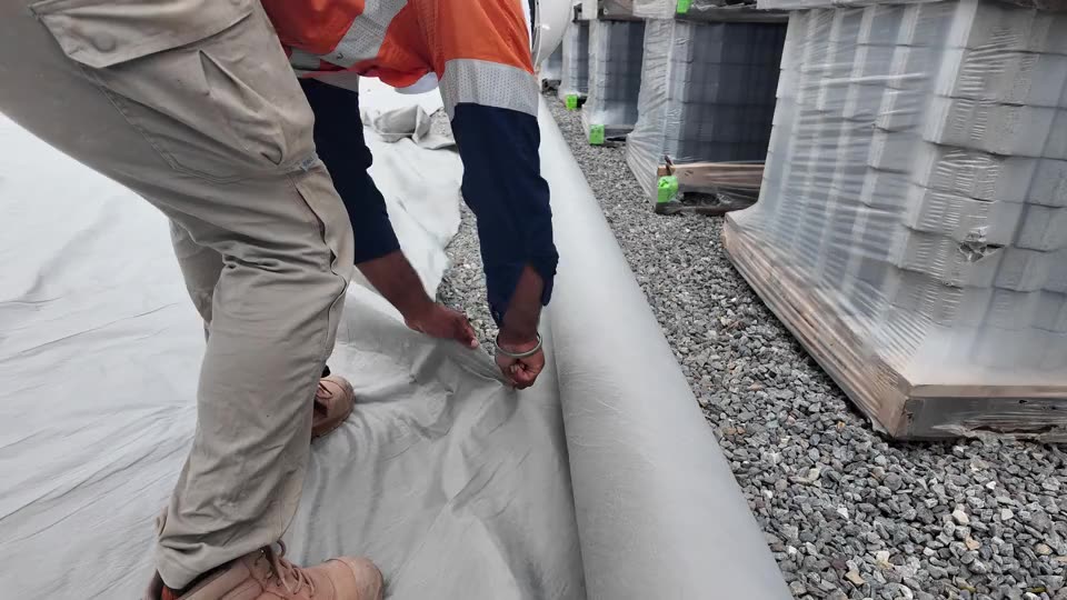 Geofabric down before the base rock — real AOI job